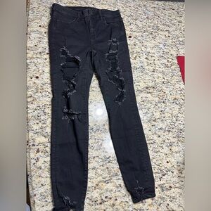 American Eagle Outfitters Black Distressed Skinny Jeans
